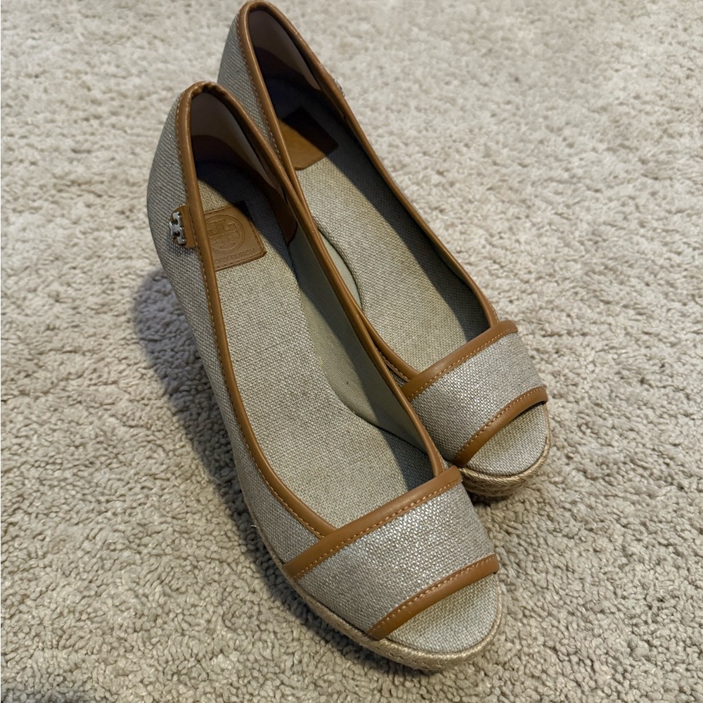 Tory Burch Beige and Brown Espadrilles